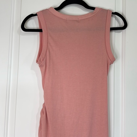 21 Saints Maxi Ribbed Ruched Tie Side Slit Dress Rose Pink Small Women’s - Picture 5 of 11